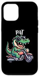 Coque pour iPhone 12/12 Pro Pat Funny Alligator Moto Design pour garçon Nom Pat