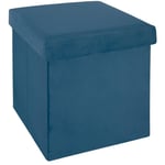 Atmosphera Créateur D'intérieur - Pouf pliant Tess velours bleu