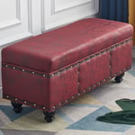 Conteneur Coffre Simili Cuir Canapé Banc Pouf Conteneur 80x43 cm Bordeaux