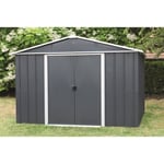 Abri de jardin métal gris 11,03 m2 Yardmaster + kit d'ancrage