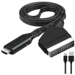 Scart till HDMI-adapter, Scart till HDMI-omvandlare med HDMI-kabel, Scart till HDMI-omvandlare, för Full HD TV 720P/1080P, Ljudvideo för Sky Blu-Ray DVD