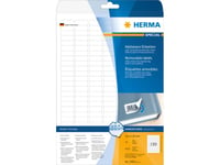 Herma 10001, Hvit, Selvklebende Skriveretikett, A4, Papir, Laser/Blekkskriver, Avtagbar