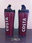 Costa Travel Mug Coffee Tumbler Cup Flask, Thermal 450ml Brand New 2 Pack