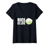 Womens Cute Rice Design For Men Women White Food Cooker Rice Lover V-Neck T-Shirt