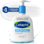 Cetaphil Gentle Skin Cleanser, 473ml, Face & Body Wash, For Normal To Dry Sensitive Skin, With Niacinamide & Glycerin, Soap Free