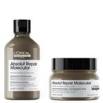 L'Oréal Professionnel Absolut Repair Molecular Shampoo 300ml and Rinse-Off Mask 250ml Set for Damaged Hair