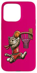 Coque pour iPhone 15 Pro Max Belle idée cadeau design drôle chat qui fait du basketball