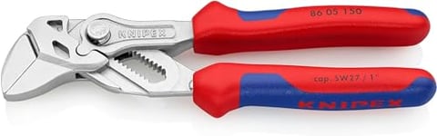 Knipex Pince-clé pince et clé à la fois chromée, avec gaines bi-matière 150 mm (carte LS/blister) 86 05 150 SB