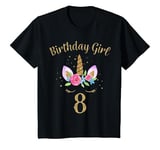 Youth 8 Year Old Birthday Girl Unicorn Shirt 8th Birthday Outfit T-Shirt