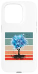 Coque pour iPhone 15 Pro Arbre abstrait aquarelle feuillage bleu oiseaux fantaisie