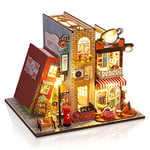 Cuteefun Miniature Maison de Poupee, Serre-Livres en Bois Ainsi avec Boîte à Musique, 3D Puzzle Adulte, Un Cadeau d'anniversaire (Livre et Café)