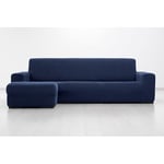 MAXIFUNDAS FUNDAS DE SOFA & CHAISE LONGUE. Housse de canapé d'angle Super élastique avec accoudoir Gauche Court (regardant de Face), Bleu Marine