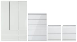 Habitat Jenson Gloss 4 Piece 3 Door Wardrobe Set - White