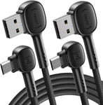 90° Cable Micro USB, (2m+2m) 3.1A QC3.0 Charge rapide Micro Android Chargeur de téléphone Tressé Micro Charge pour Samsung Galaxy S7 Edge S6 J3 J5 J6 J7 Note Sony Tablet Kindle PS4 Appareils HTC