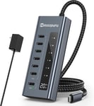 Usb C Hub Alimenté,7 En 1 Usb C Hub Avec 10 Gbps De Données Et Charge Rapide(Pas De Prise En Charge De La Vidéo),Usb-C Vers Us Hub Pour Macbook Pro/Air,Imac,Ipad,Etc Type C