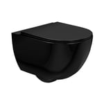 REA - cuvette wc suspendue carlo mini rimless flat black - noir