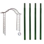 Louis Moulin 3256 Portique Arche Jardin Métal Fer Vieilli 200 x 250 cm & 3324 Pack de 4 Tubes Rond à Enfoncer Métal Vert Sapin 2 x 2 x 45 cm - Made in France