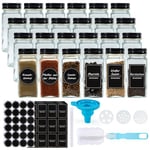 Cheerhom Set de 24 Pots à épices Carrés de 120ml, Récipient en Verre pour épices, Organisateur d'épices,Contient une Pochette de Dispersion, étiquette, Entonnoir, Bocaux à épices