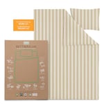 OMHU Satin Bed Linen 135 x 200 cm Brown/White GOTS Certified Bed Linen Cuddly Organic Cotton Bed Linen Set with 1 x Duvet Cover 135 x 200 cm + 1 x Satin Pillowcase 80 x 80 cm