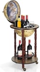 Bar Globe Terrestre Mappemonde en Bois Eucalyptus Support de Vin sous Forme de Globe Bois Monte sur Roues Style Ancient