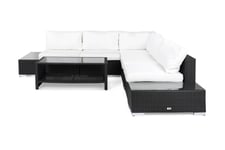 Bahamas Loungegruppe 5 Pers 1 Bord m Hylle - 2 Avslutninger Svart Loungesett Hvit,Svart Comfort Garden