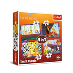 Trefl The King, Brave Roi Lion 4en1, 4 Puzzles, de 35 à 70 Pièces-Différents Niveaux de difficulté, pour Les Enfants à partir de 4 Ans, 34653, Multicoloured