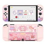 GeekShare Coque de Protection Fine Compatible avec Nintendo Switch OLED et Joy Con - Absorption des Chocs et Anti-Rayures - Pixel Cat, Rose, Couverture arrière