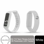 White Rubber Fitness Tracker for Kids - One Size, LED Display, 3D Pedometer