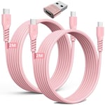 USB C to USB C Long Charger Cable 60W (2M+2M+Adapter) STRONG Braided Type C to C Cable Fast Charging Data Lead Compatible with iPhone 15, iPad Pro 2022, MacBook Pro, Samsung S24/S23/S22/A14/A54,Switch