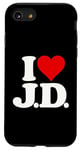 Coque pour iPhone SE (2020) / 7 / 8 Monogramme initiales I Love Heart J.D. JD J D