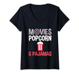 Womens Movies Popcorn And Pajamas Cozy Movie Night Essentials - V-Neck T-Shirt