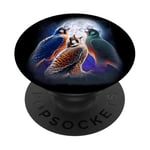 3 Falcon Howling At The Moon Funny Hawk Bird Lover Birder PopSockets Adhesive PopGrip