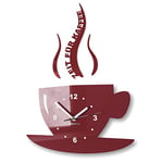 FLEXISTYLE Tasse Horloge Murale de Cuisine Moderne en 3D avec Inscription en Allemand « Zeit für Kaffee » Marron
