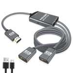 Cable Repartiteur Hdmi 1 En 2 Sortie 1,2M Avec Cordon De Type C,Repartiteur Hdmi 4K 30 Hz Aluminium Pour Deuxmoniteurs,Double Port Femelle Hdmi Splitter Pour Ps5 Xbox Pc Laptops Dvd Hdtv