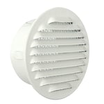 La ventilation gta100rb-y Grille ronde encastrable, aluminium laqué blanc