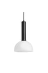 Sleek Cylinder Opal Glass Dome Pendant Light, 8 Inch, White, Black Holder