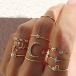 10st/ set Moon Star Ringar Dam Flickor Bohemian Set Gi One Size