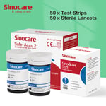 Sinocare Safe-ACCU2 50PCS Blood Sugar Test Strips +50PCS Lancets Latest Date