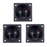 3X Square Shape  Binding Post Type Speaker Box Terminal Cup Black Y9F31094