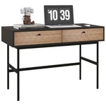 HOMCOM Bureau avec Rangement Table de Bureau avec tiroirs Table d'Ordinateur, Cadre en métal, 106L x 50l x 77H cm Noir