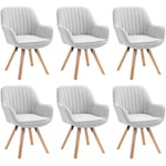 MEUBLES COSY Lot de 6 fauteuil de salle à manger rotatif scandinave CARSON en tissu beige