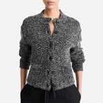 Herringbone Wool-Blend Cardigan Jacket - Black/Offwhite Combo