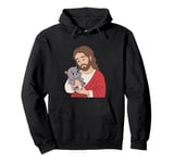 Moo Deng Jesus and the Hippo of Quiet Joy Pullover Hoodie