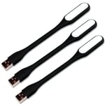 3-pack Mini USB LED-lampa, USB-lampa eller för bärbar dator, svart