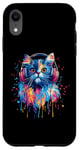 Coque pour iPhone XR Persian Cat Lovers Pop Art Casque audio amusant chat persan