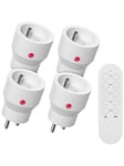 SURNICE Lot de 4 Mini Prises Programmable Telecommande sans Fil, 40M de Distance de Contrôle Dans la Zone Ouverte, Plug and Play, 2300W, 10A, Deux piles CR2032 gratuite, Blanc