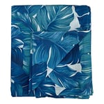 Ragged Rose Nappe en Coton Motif Feuilles de Palmier Bleu 140 x 230 cm