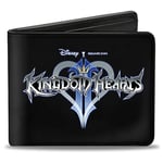 Buckle-Down Men's Kingdom Hearts Ii Logo Black/Silvers/Blues Bi-Fold Wallet, Multicolor, Default Size