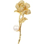 Rhinestone Pärlros Brosch Nål Ros Blomma Lapel Nål Guld Kristall Blomma Lapel Brosch Ros Corsage Nål