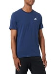 Nike M NSW Club Tee T-Shirt Homme, Bleu (Midnight Navy/White), M